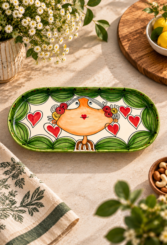 Handmade Hand-Painted Ceramic Large Serving Platter