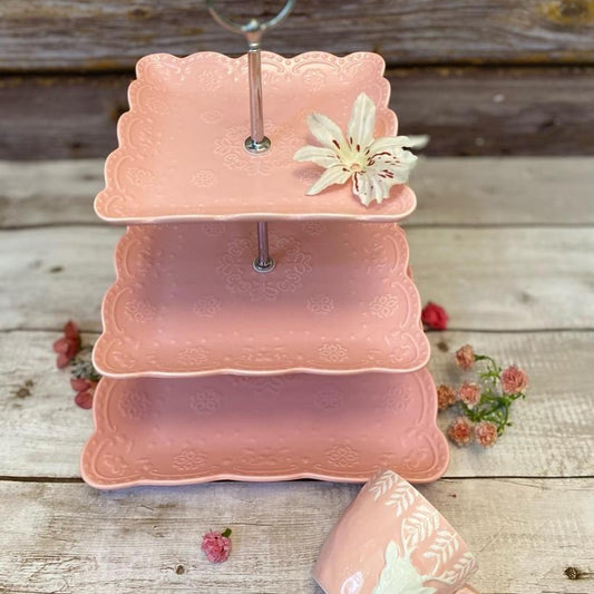 3 Tier Pink Cake / Pastry Stand