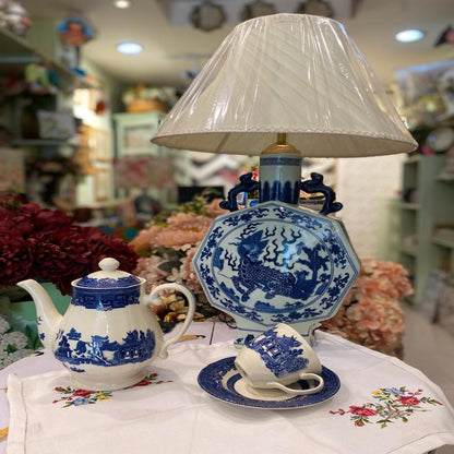 Blue Ceramic Lamps Stand Shade Height 18 Inches