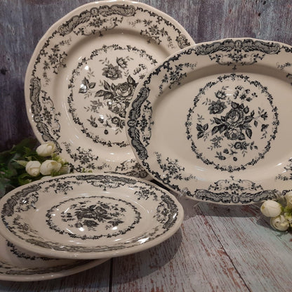 Oval Plate with Black Color Design Printed