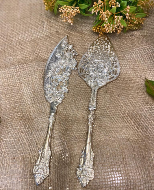 Sliver Brass Cake / Pastry Server Set