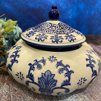 Pumpkin Jar in Ceramic Blue Color
