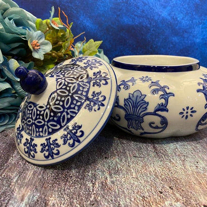 Pumpkin Jar in Ceramic Blue Color