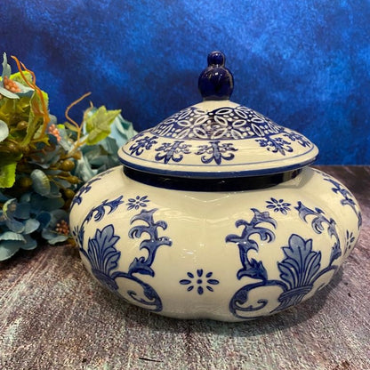 Pumpkin Jar in Ceramic Blue Color