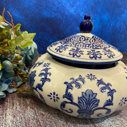 Pumpkin Jar in Ceramic Blue Color