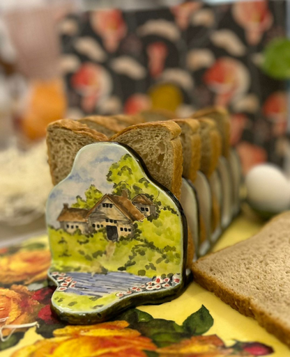 Ceramic Handmade & Hand Painted Country Style Toast Stand