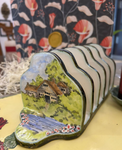 Ceramic Handmade & Hand Painted Country Style Toast Stand