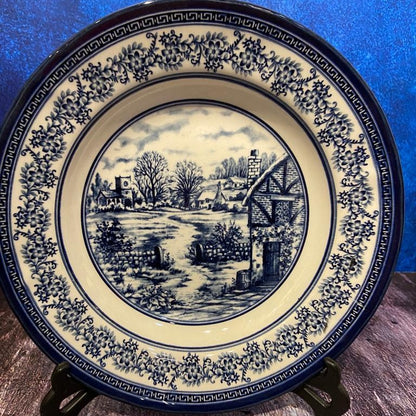 Quarter Plate Ceramic in Blue Art Design