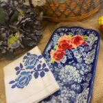 Floral Design Ceramic Rectangular Platter I-4