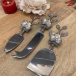 Silver Brass Cheese Knife with Designer Handle Set of 3