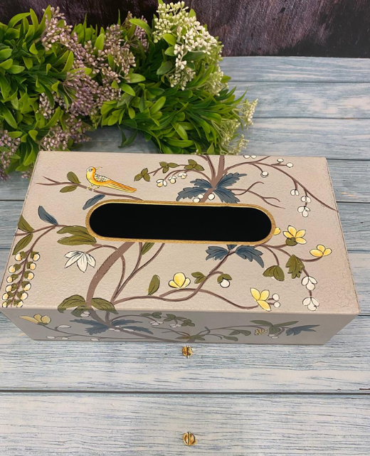 Wooden Tissue Box Floral Printed